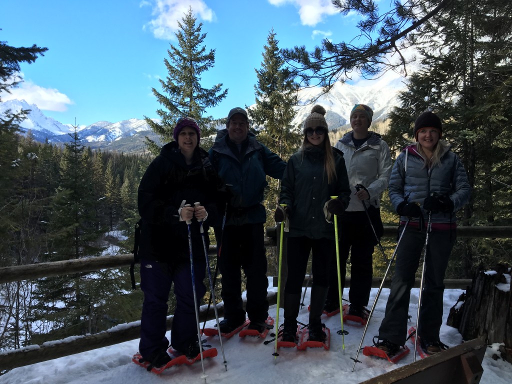 Group shot in front of mountains