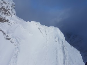 mountain ridge on helicopter tour