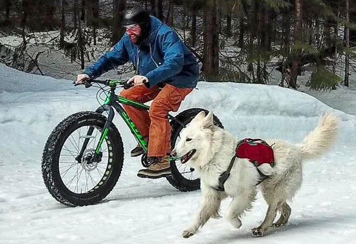 Fatbiking with dog