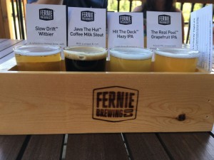 A flight of Fernie beers